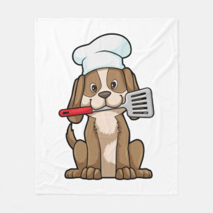 Dog as Cook with Chef's hat & Spatula Fleecedecke
