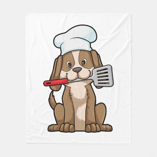 Dog as Cook with Chef's hat & Spatula Fleecedecke (Vorderseite)