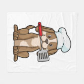 Dog as Cook with Chef's hat & Spatula Fleecedecke (Vorderseite (Horizontal))