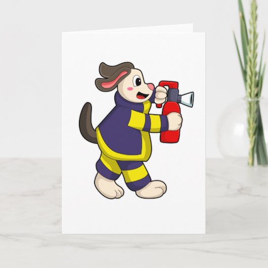 Dog as Firefighter with Fire extinguisher Karte (Vorderseite)