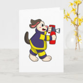 Dog as Firefighter with Fire extinguisher Karte (Gelbe Blume)