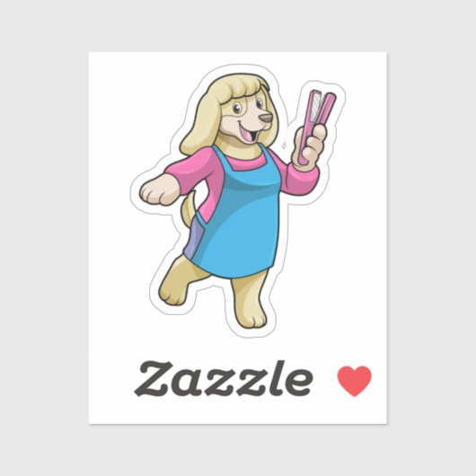 Dog as Hairdresser with Comb Aufkleber (Blatt)