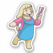 Dog as Hairdresser with Comb Aufkleber (Vorderseite)