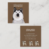 Dog Assistant Husky Square Business Card Quadratische Visitenkarte (Vorne/Hinten)