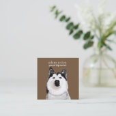 Dog Assistant Husky Square Business Card Quadratische Visitenkarte (Stehend Vorderseite)