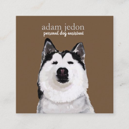 Dog Assistant Husky Square Business Card Quadratische Visitenkarte (Vorderseite)