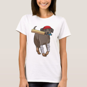 Dog at Cricket with Cricket bat T-Shirt
