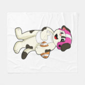 Dog at Football Sports Fleecedecke (Vorderseite (Horizontal))