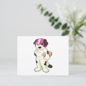 Dog at Football Sports Postkarte (Stehend Vorderseite)