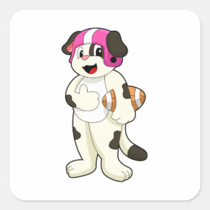 Dog at Football Sports Quadratischer Aufkleber
