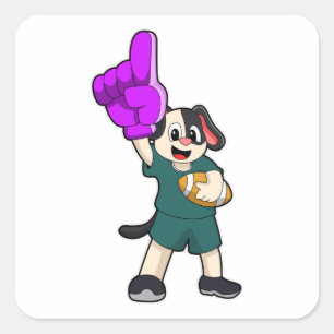 Dog at Football Sports Quadratischer Aufkleber