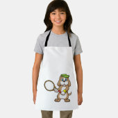 Dog at Tennis with Tennis racket & Cap Schürze (Insitu)