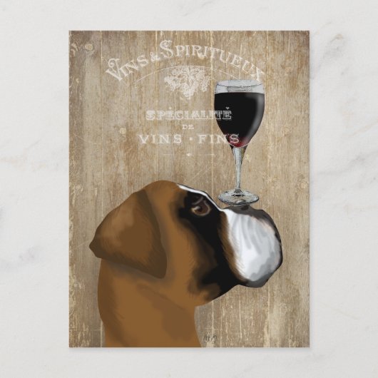 Dog Au Vin Boxer Postkarte (Vorderseite)