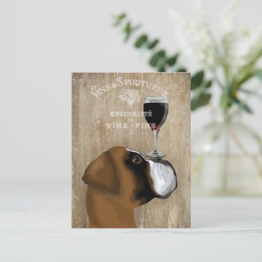 Dog Au Vin Boxer Postkarte (Stehend Vorderseite)