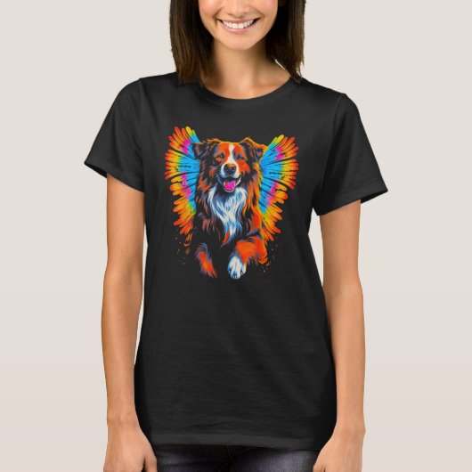 Dog Australian Shepherd Angel Wings T-Shirt (Vorderseite)