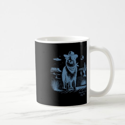 Dog Australian Shepherd Aussie Vintag Ufo Western Kaffeetasse (Rechts)