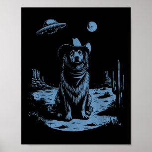 Dog Australian Shepherd Aussie Vintag Ufo Western Poster