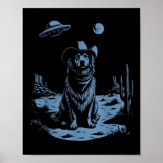 Dog Australian Shepherd Aussie Vintag Ufo Western Poster (Vorne)