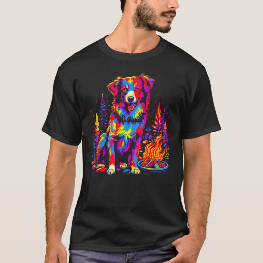 Dog Australian Shepherd Camping T-Shirt (Vorderseite)