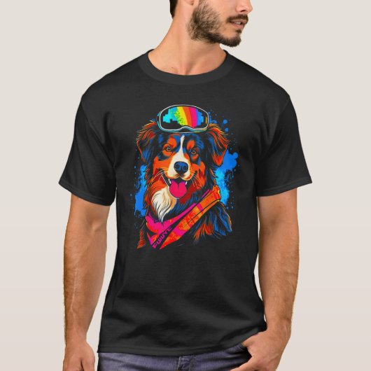 Dog Australian Shepherd Snowboard T-Shirt (Vorderseite)
