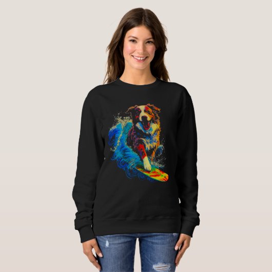 Dog Australian Shepherd Surfer Sweatshirt (Vorne ganz)