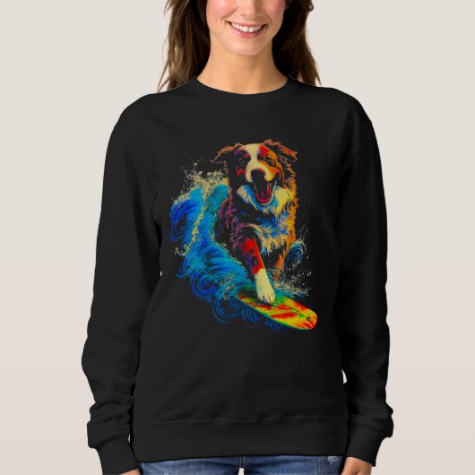 Dog Australian Shepherd Surfer Sweatshirt (Vorderseite)