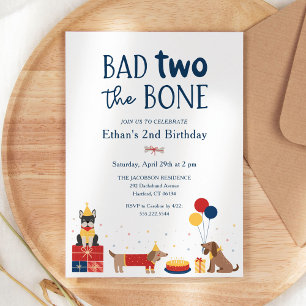 Dog Bad Two das Knochen 2. Geburtstag Party Einladung