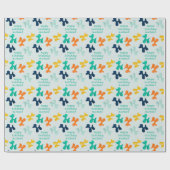 Dog Balloon Pattern Individuelle Name Kindergeburt Geschenkpapier (Flach)