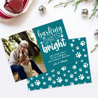 DOG BARKING SPIRIT BRIGHT PAWS AQUAMARINE CHRISTMA