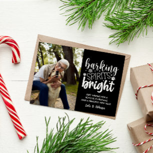 DOG BARKING SPIRIT BRIGHT PET BLACK CHRISTMAS FEIERTAGSPOSTKARTE
