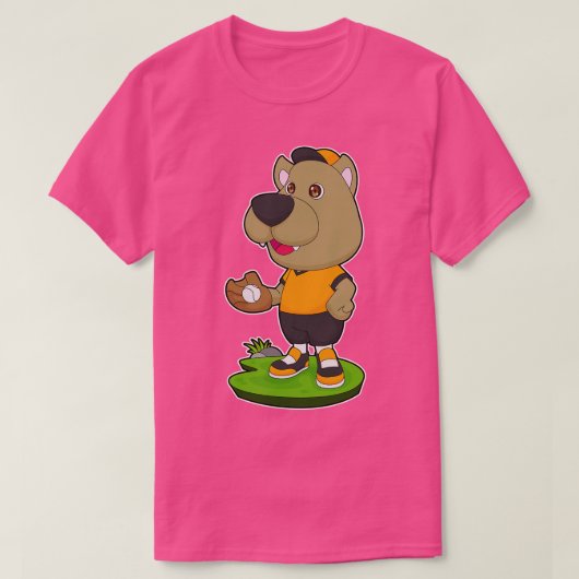 Dog Baseball Baseball-Handschuh T-Shirt (Design vorne)