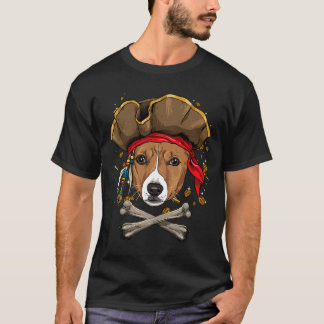 Dog Basenji African Basenji Dog Pirate Piratenflag T-Shirt