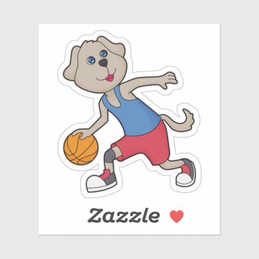 Dog Basketball-Spieler Basketball Aufkleber (Blatt)