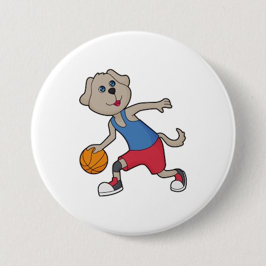 Dog Basketball-Spieler Basketball Button (Vorderseite)