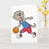 Dog Basketball-Spieler Basketball Karte (Gelbe Blume)