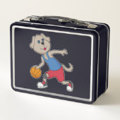 Dog Basketball-Spieler Basketball Metall Brotdose (Rückseite)