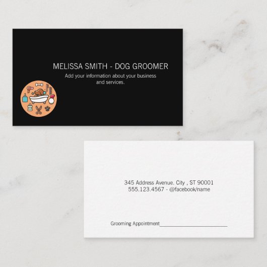 Dog Bath and Grooming Tools Terminkarte (Vorne/Hinten)