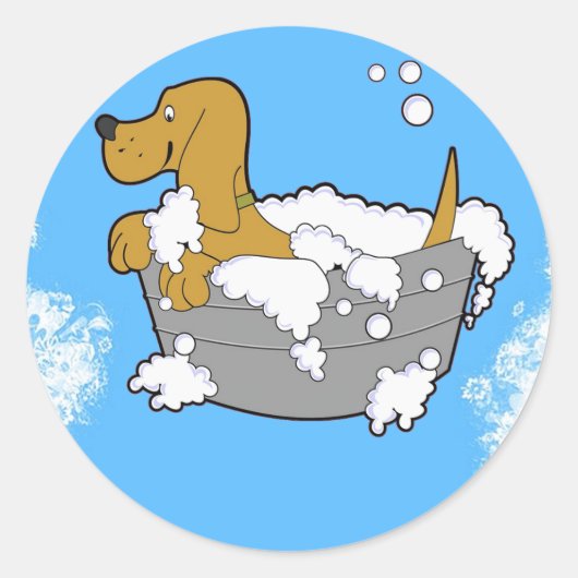 Dog Bath auf klassischen Round Stickers (Vorderseite)