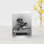 Dog Bathing Hund Karte (Gelbe Blume)