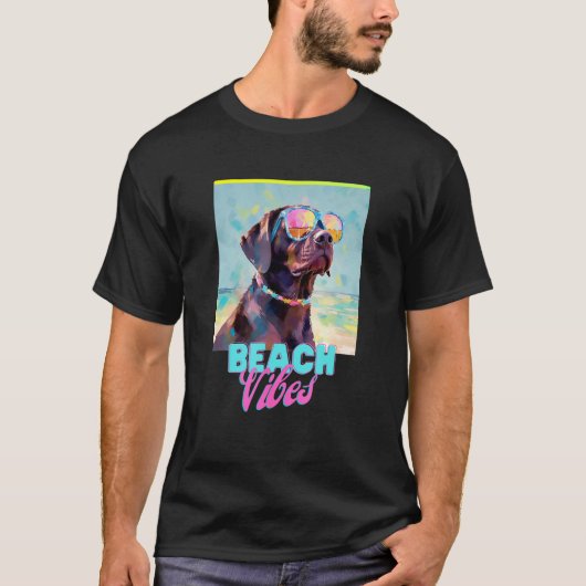 Dog Beach T Shirt Cute Labrador Owner Tee Gift Fun (Vorderseite)