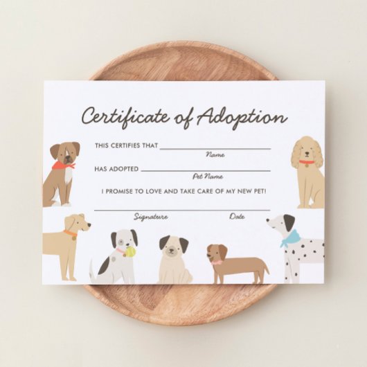 Dog Birthday Adoption Certificate Einladung