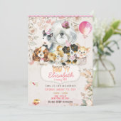 Dog Birthday Invitation Printable, girl Invitation Einladung (Stehend Vorderseite)