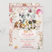 Dog Birthday Invitation Printable, girl Invitation Einladung (Vorne/Hinten)