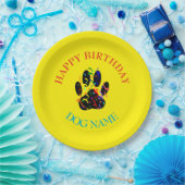 Dog Birthday Party Custom Yellow Pappteller (Party)