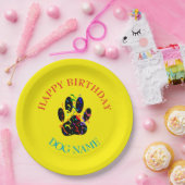Dog Birthday Party Custom Yellow Pappteller (Party)