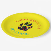 Dog Birthday Party Custom Yellow Pappteller (Schrägansicht)