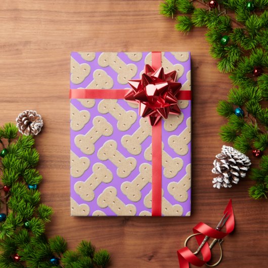 Dog Biscuit Knochen Muster Lila Geschenkpapier (Feiertagsgeschenk)