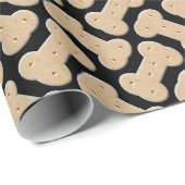 Dog Biscuit Knochen Muster Schwarz Geschenkpapier (Rolleneckpunkt)