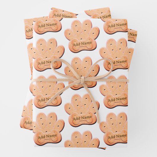 Dog Biscuit Pawprint und Knochenkunst Geschenkpapier Set (Beispiel)