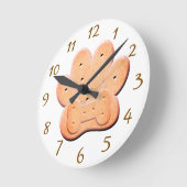 Dog Biscuit Pawprint und Knochenkunst Runde Wanduhr (Winkel)
